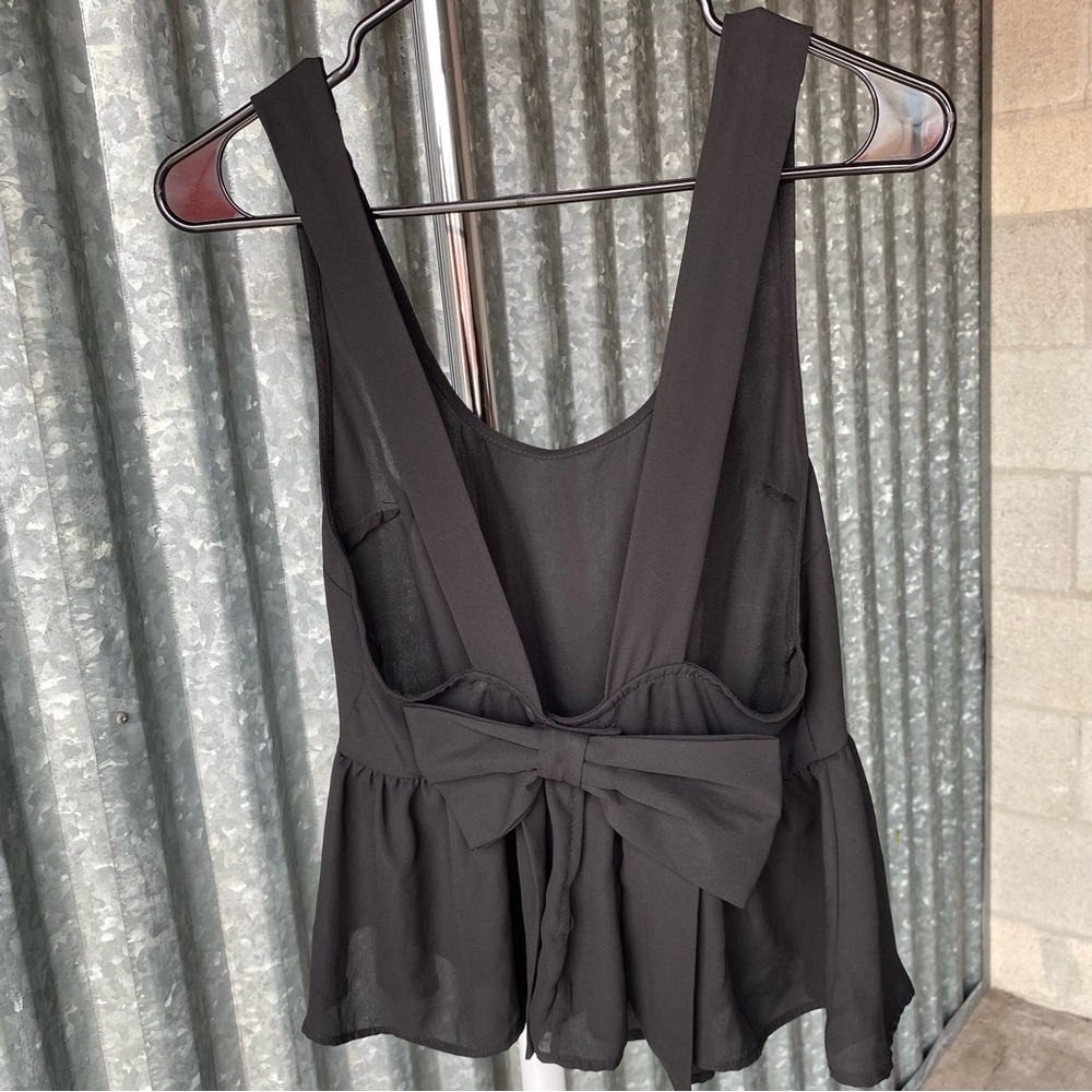 Pins and Needles Black Bow Tank Top Size Medium - Picture 1 of 4